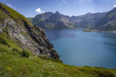 wonderful mountain walk around the lake Luenersee in Vorarlberg, Austria