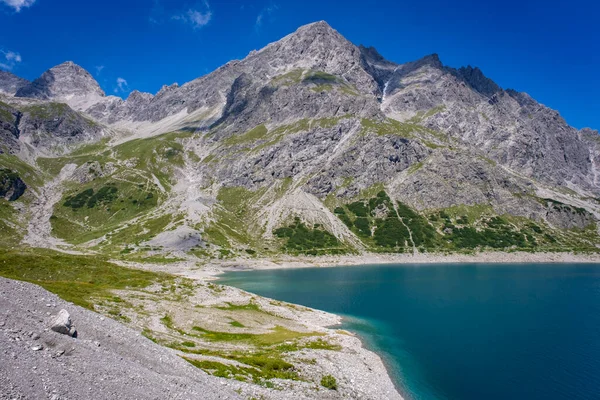 wonderful mountain walk around the lake Luenersee in Vorarlberg, Austria