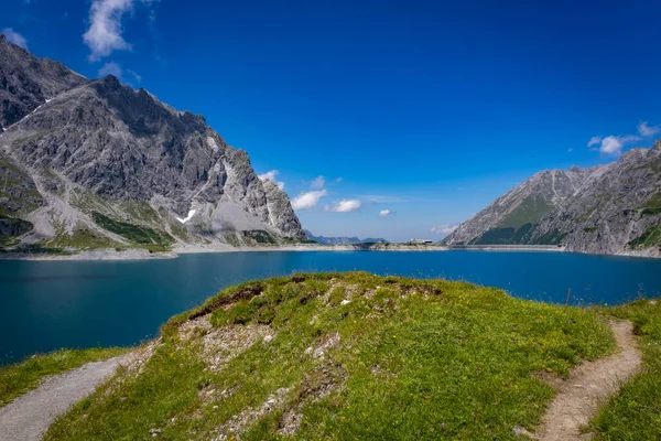 wonderful mountain walk around the lake Luenersee in Vorarlberg, Austria