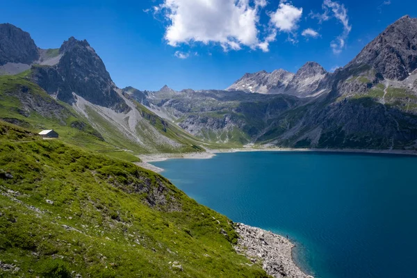 Wonderful Mountain Walk Lake Luenersee Vorarlberg Austria — 스톡 사진
