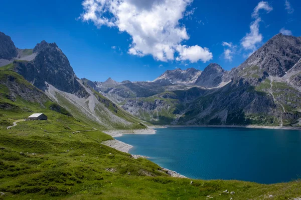 Wonderful Mountain Walk Lake Luenersee Vorarlberg Austria — 스톡 사진