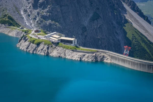 Dam Wall Blue Green Lake Luenersee Vorarlberg Austria — 图库照片