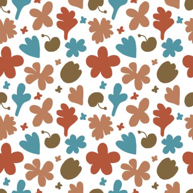 Çiçekler ve kirazlarla kusursuz tekrarlanan desen. vektör illüstrasyonu