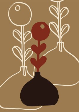 vazo ve çiçekli modern poster tasarımı. vektör illüstrasyonu