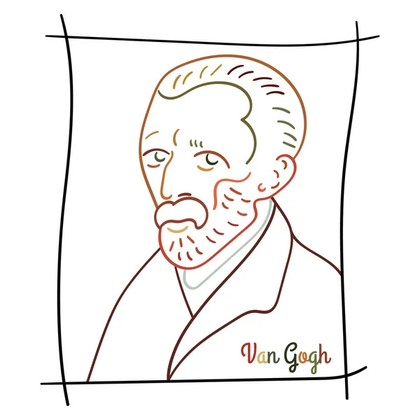 Portret Vincenta Van Gogha Ilustracja Wektora — Wektor stockowy