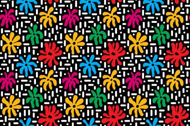 Çiçeklerle kusursuz tekrarlanan desen. vektör illüstrasyonu