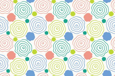Renkli çarpık daireleri olan kusursuz bir desen. vektör illüstrasyonu