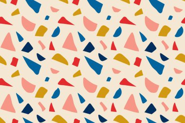 Renkli şekilli kusursuz soyut desenler. terrazzo stili vektör çizimi