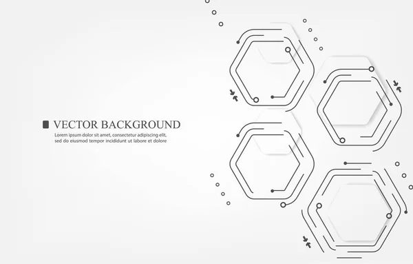 Abstracr Geometric Hexagon Connection Line Pattern Vector Hexagon Background — Stock Vector