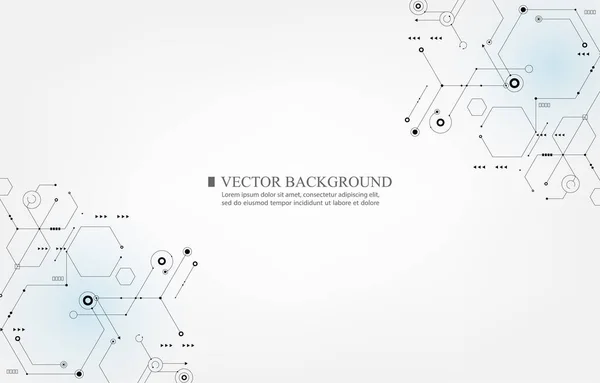 Tecnologia Vettoriale Esagonale Geometrica Carta Parati Bianca Tecnologia Concetto Connessione — Vettoriale Stock