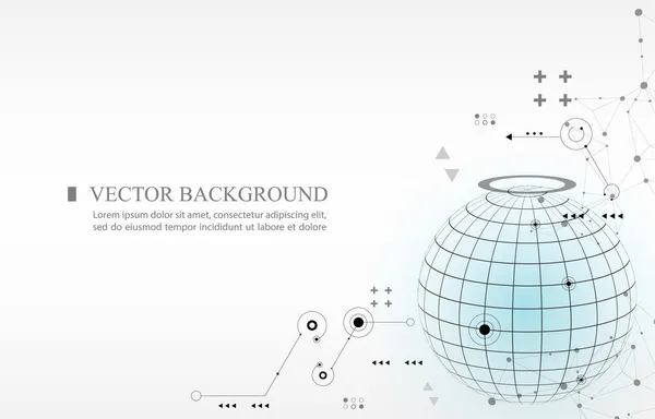 Astratto Tecnologia Geometrica Globale Connextion White Sfondo — Vettoriale Stock