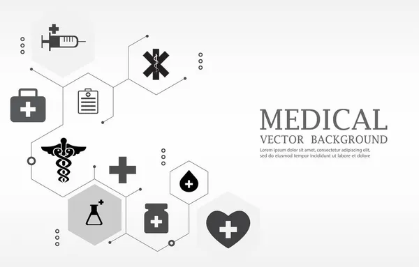 White Medical Vector Background Geometric Medical Hexagon — Stock Vector