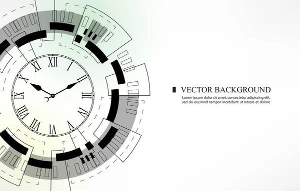 Abstrakt Teknik Klocka Vektor Vit Bakgrund — Stock vektor