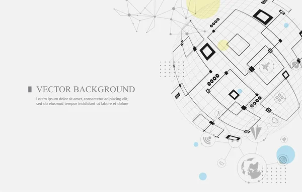Векторная Глобальная Концепция Технологии Киберсоциальных Сетей — стоковый вектор