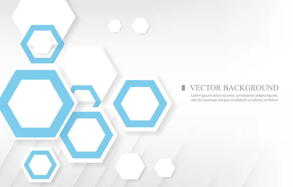 Geometric Vector White Blue Hexagon Shape White Background — стоковый вектор