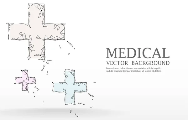 White Medical Vector Background Geometric Polygon Cross Shape — Stockvektor