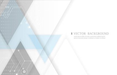 Soyut teknoloji vektörü beyaz arkaplan. Gri ve gölge üçgen şekli