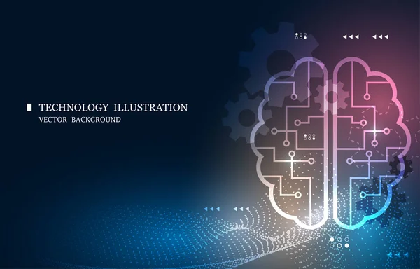 Brain Technology Vector Background Artificial Intelligence Concept — Stock Vector