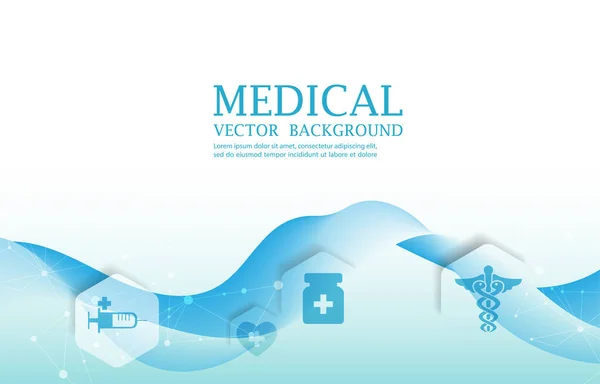 Blaue Welle Glatte Linie Medizinischen Vektor Hintergrund — Stockvektor