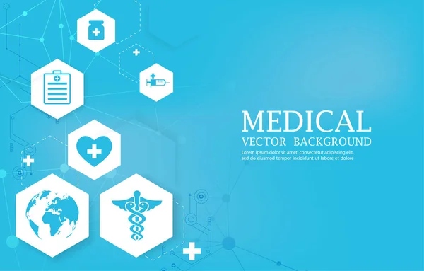 Geometrische Zeshoek Moderne Technologie Medische Blauwe Achtergrond — Stockvector