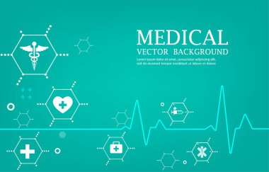  Vektör kalp atışı ve tıbbi simgeler