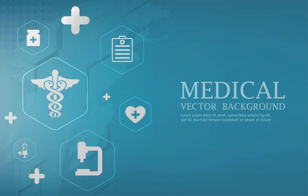 Moderne Geometrische Medizinische Vektor Blauen Background Medical Symbole Gesetzt — Stockvektor