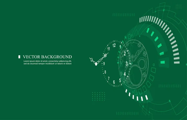 Modern Vector Technology Clock Background Mechanical Wacth Analog Clock — Image vectorielle