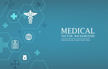  Modern vector medical wallpaper.geometric hexagon shape.medical icons.blue vector background.