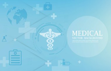 Teknoloji vektörü tıbbi geçmiş. Fütürist tıp ikonları duvar kağıdı.