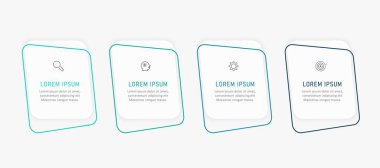 Simgeli ve 4 seçenekli Vector Infographic etiket tasarım şablonu. İşlem şeması, sunumlar, iş akışı düzeni, afiş, akış şeması, bilgi grafiği için kullanılabilir.