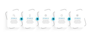 Vector Infographic etiket tasarım şablonu simge ve 5 seçenek veya adımla. İşlem şeması, sunumlar, iş akışı düzeni, afiş, akış şeması, bilgi grafiği için kullanılabilir.