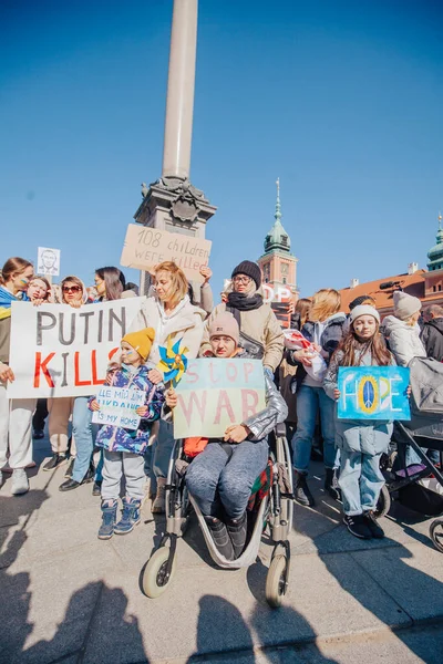 Warszawa Poland Березня 2022 Марш Миру Підтримку Народу України Ніякої Стокове Фото