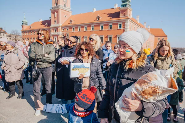 Warszawa Poland Березня 2022 Марш Миру Підтримку Народу України Ніякої Стокове Зображення