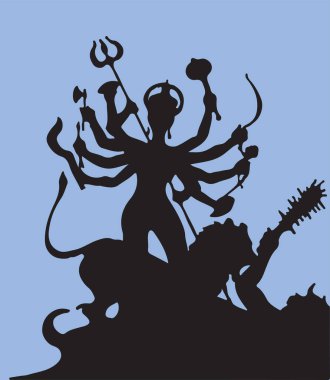 Tanrıça Durga Matha 'nın ya da Chamundi' nin çizimi ya da tasviri.