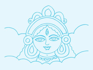 Tanrıça Durga Matha 'nın ya da Chamundi' nin çizimi ya da tasviri.