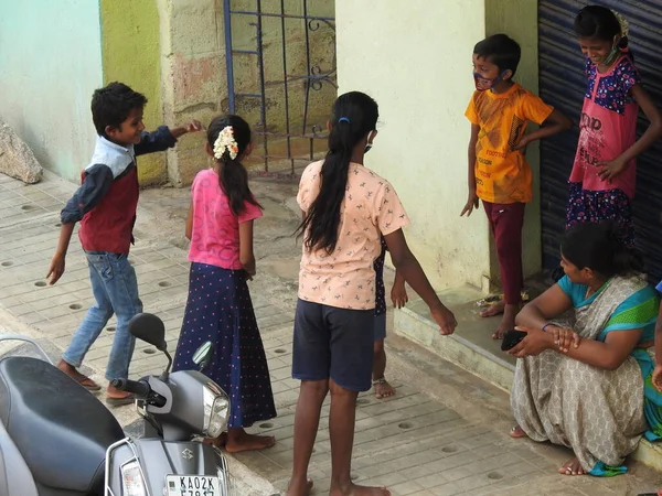 Бангалор Карнатака Индия Май 2021 Группа Индийских Детей Играет Танцует — стоковое фото
