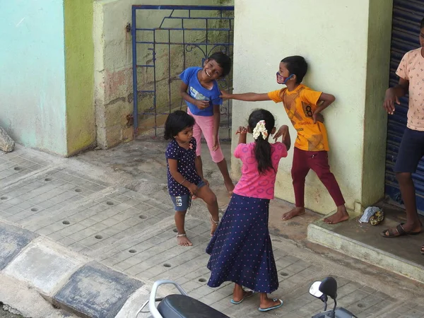 Bangalore Karnataka India May 2021 Group Indian Kids Playing Dancing — Stock Photo, Image