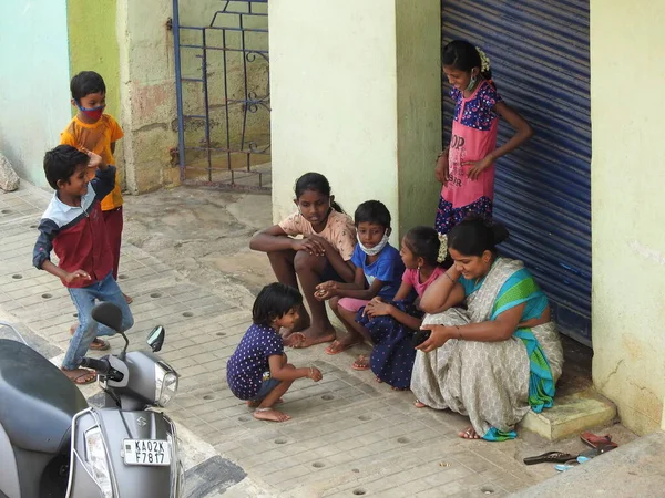 Bangalore Karnataka India Maggio 2021 Gruppo Bambini Indiani Che Giocano — Foto Stock