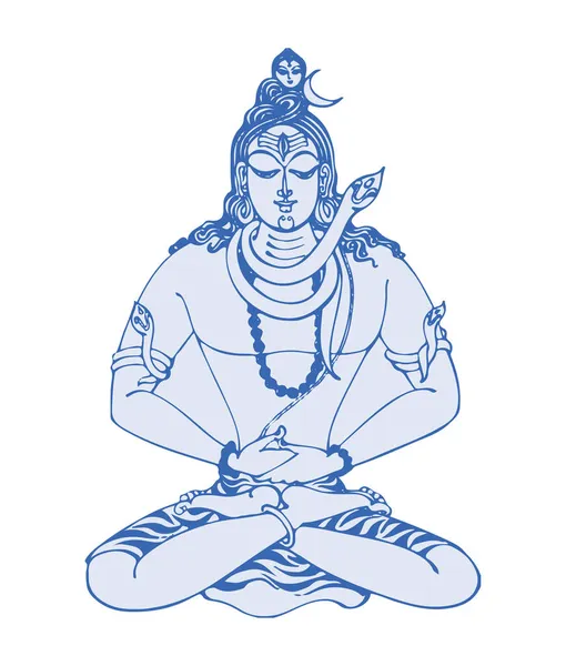Ritning Eller Skiss Lord Shiva Och Hans Tecken Och Symboler — Stock vektor