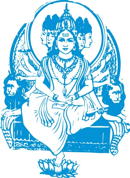 Dessin Croquis Seigneur Shiva Son Signe Symboles Esquissent Illustration Modifiable — Image vectorielle
