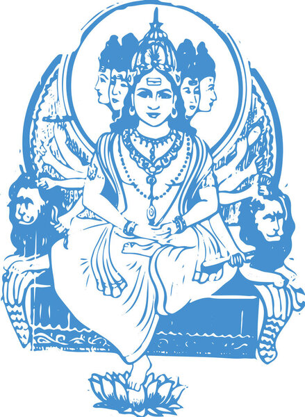 Drawing or Sketch of Lord Shiva and his sign and symbols outline editable illustration