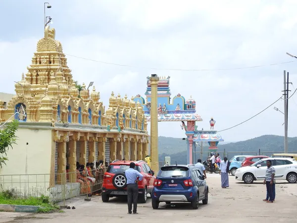 Channapatna Karnataka India Aug 2021 Gyönyörű Bettada Thimmappa Templom Közelsége — Stock Fotó