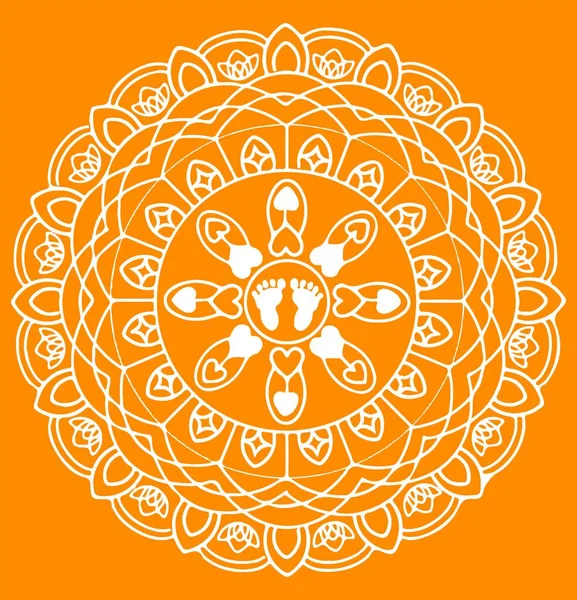 Tekening Schets Van Kleurrijke Mandala Rangoli Overzicht Bewerkbare Illustratie — Stockvector