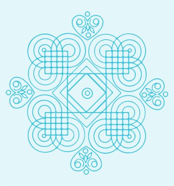 Renkli Mandala ya da Rangoli ana hatları düzenlenebilir resimlerinin çizimi ya da çizimi