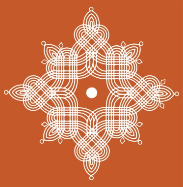 Renkli Mandala ya da Rangoli ana hatları düzenlenebilir resimlerinin çizimi ya da çizimi