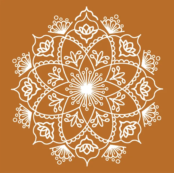 Disegno Schizzo Mandala Colorato Rangoli Schema Illustrazione Modificabile — Vettoriale Stock