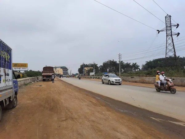 Bangalore Karnataka Índia Dez 2021 Encerramento Trabalho Construção Estradas Kadabagere — Fotografia de Stock