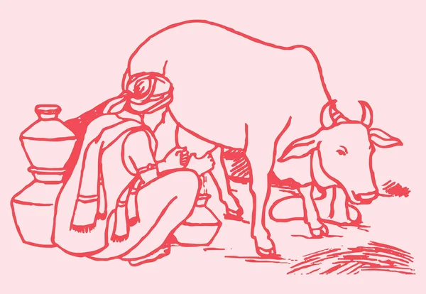 Dibujo Boceto Hacer Diferentes Tipos Trabajo Por Agricultor Campo Agrícola — Vector de stock