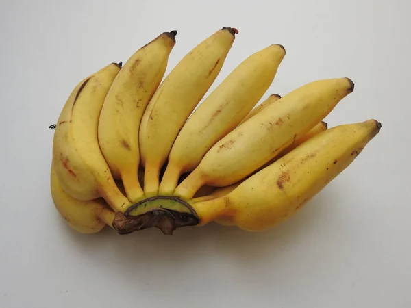 Closeup Indian Yelakki Banana Fruit Bunch Isolated White Background — Foto Stock