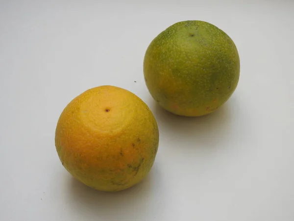 Closeup Indian Yellow Orange Color Two Musambi Sweet Lemon Fruits — стоковое фото